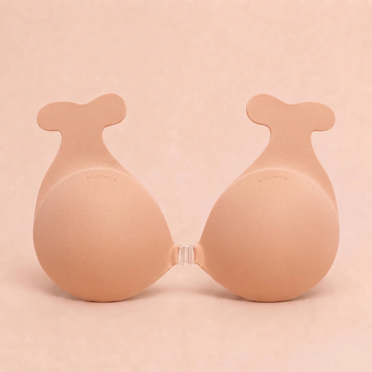 Sculpette Statement Bra in Nude, adhesive strapless bra with a clear front clasp