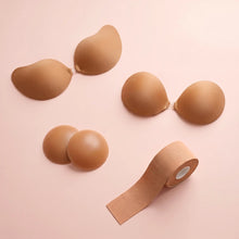 The Sticky Bra Bundle in Caramel - two adhesive bras, round covers and body tape