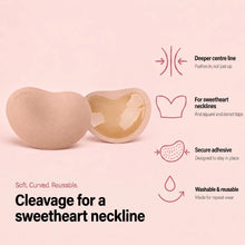 Sculpette The Sweetheart features: deeper centre line, for sweetheart necklines, secure adhesive, washable and reusable