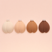 The Sticky Bra in Porcelain, Nude, Caramel and Cocoa, side by side
