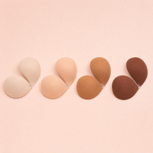 The Invisible Bra in Porcelain, Nude, Caramel and Cocoa, side by side