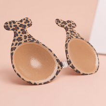 Inside of The Statement Bra cup in Leopard showing the adhesive face and the clear front clasp