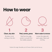 How to wear The Sculpt Round – clean dry skin, peel centre press, warm water to remove
