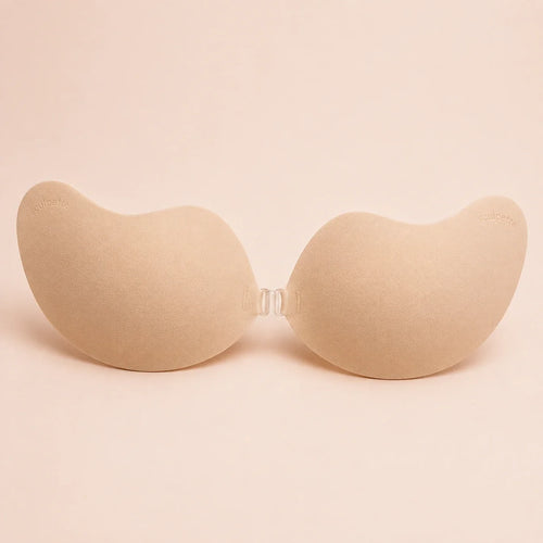 Sculpette The Invisible Bra in Nude, a thin adhesive backless bra with a clear front clasp