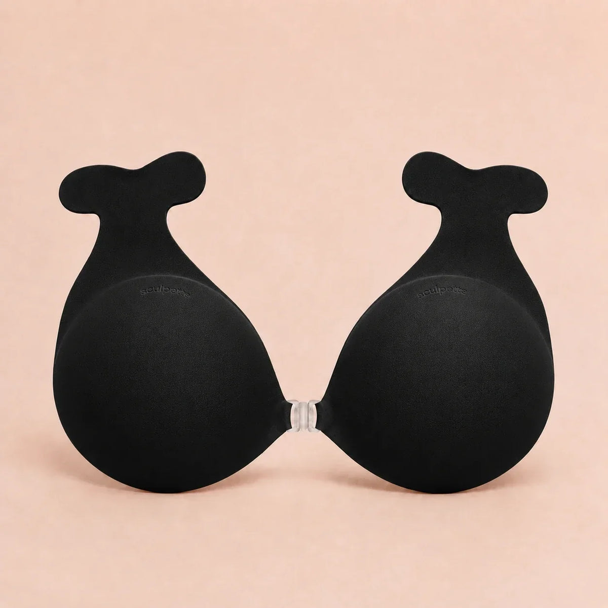 Sculpette Statement Bra in Onyx, adhesive strapless bra with a clear front clasp