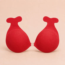 Sculpette Statement Bra in Scarlet, adhesive strapless bra with a clear front clasp